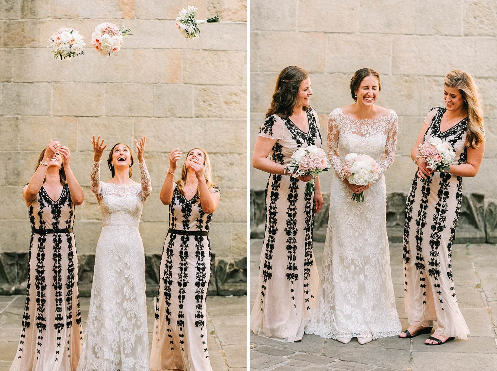 best friends in a destination wedding in spain