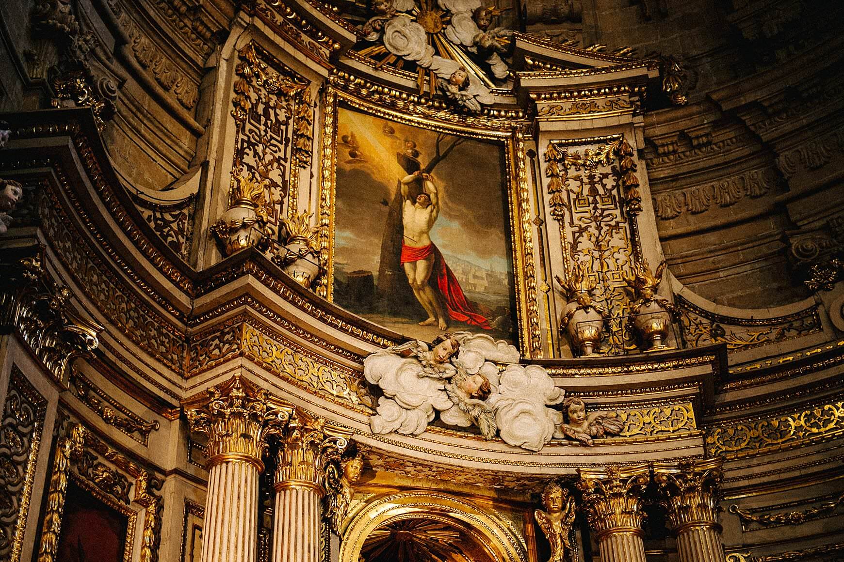 details of santa maria church in san sebastian